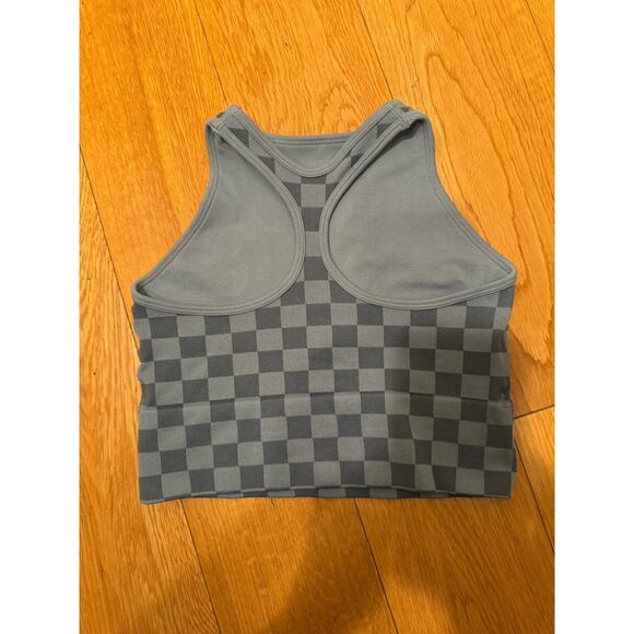 Gilly Hicks Checkerboard Blue Sports Bra Top, XS - Picture 2 of 3